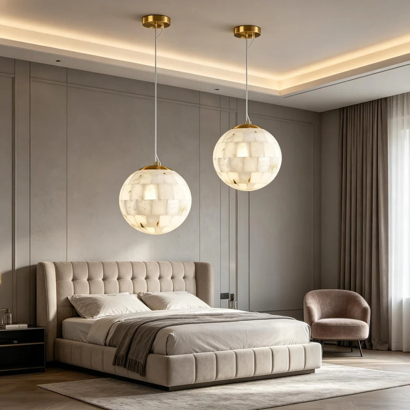 Spanish Alabaster Pendant Light View 6 | Globus Alabaster Pendant Light | JINSHE | JINSHE