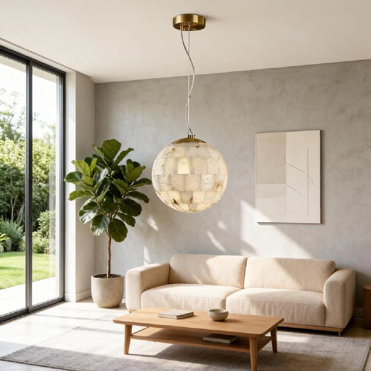 Spanish Alabaster Pendant Light View 7 | Globus Alabaster Pendant Light | JINSHE | JINSHE