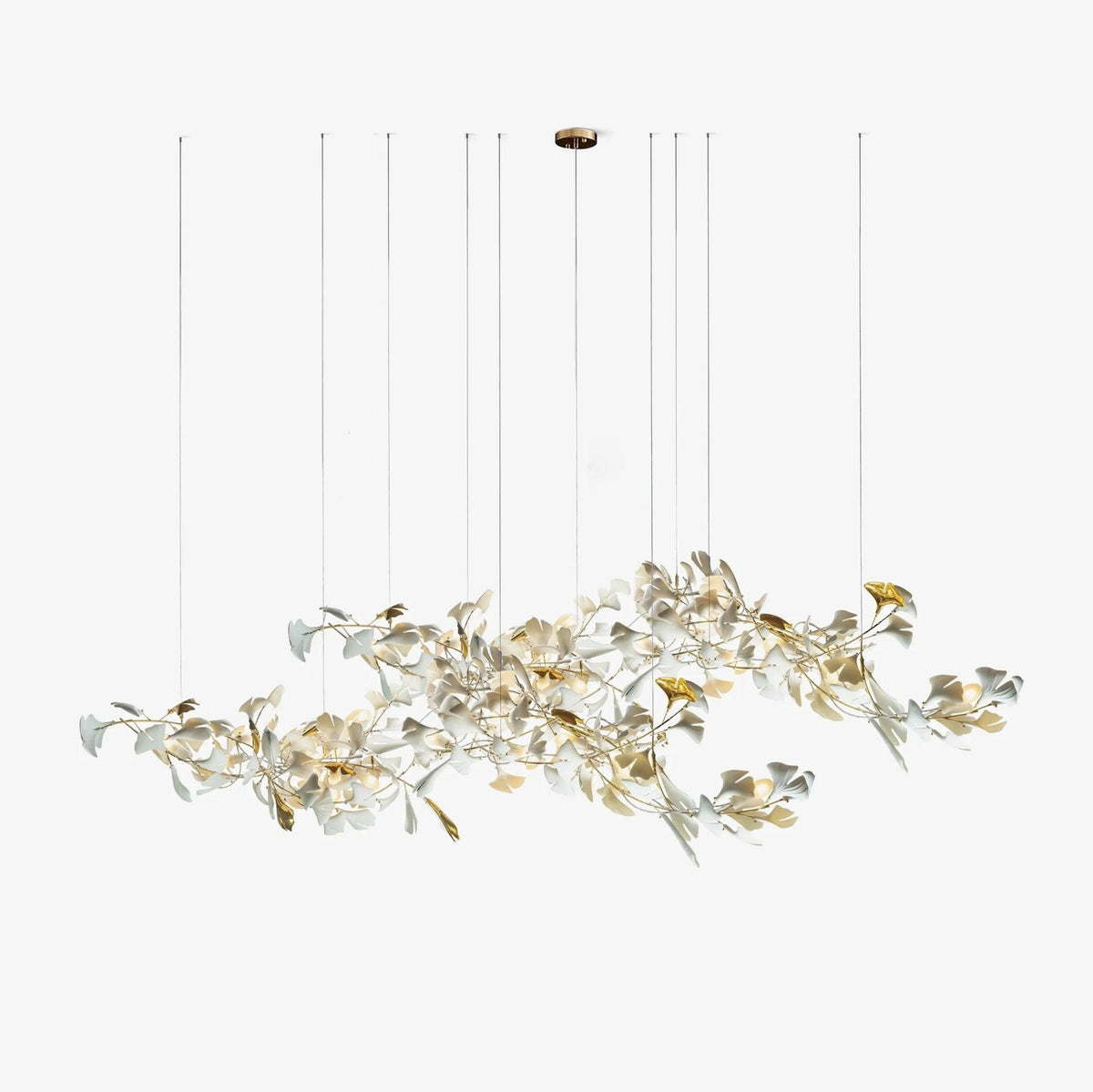 Gold White Leaves Combination Gingko Chandeliers – Hand-Thrown Ceramic Chandelier