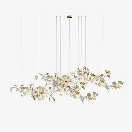 Gold White Leaves Chandelier