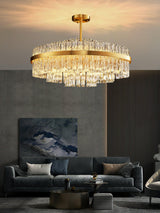 Gold Clear Rod Chandelier – Ambient Illumination in Luxury Interior Setting View 8