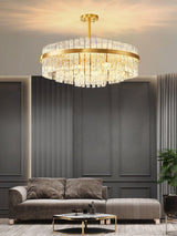 Gold Clear Rod Chandelier – Ambient Illumination in Luxury Interior Setting View 9