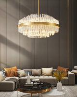 Gold Clear Rod Chandelier – Ambient Illumination in Luxury Interior Setting View 13