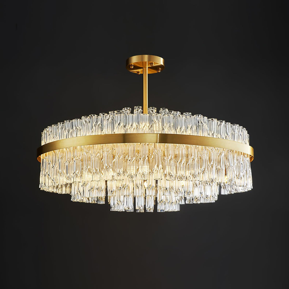 Gold Clear Rod Chandelier – Ambient Illumination in Luxury Interior Setting View 18