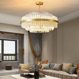 Gold Clear Rod Chandelier – Ambient Illumination in Luxury Interior Setting View 3