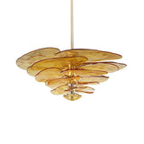 Petala Amber Art Glass Chandelier – unlit natural material contrast #1 #2