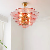 Petala Amber Art Glass Chandelier – full fixture elevation view