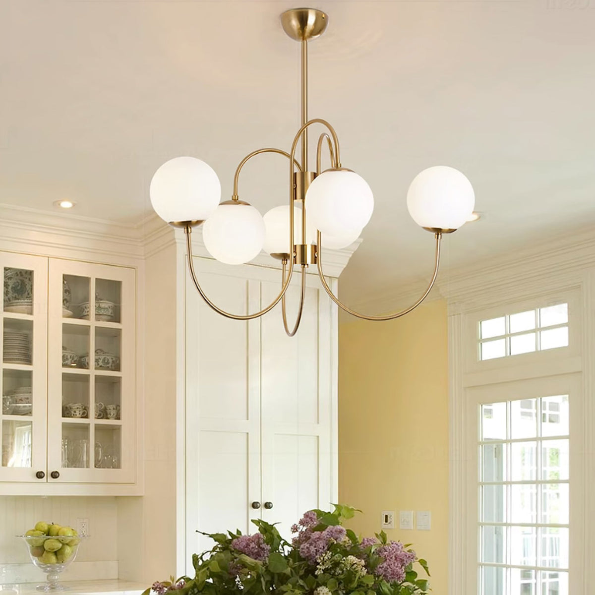 Gooseneck Curated Mouth-Blown Frosted Glass Chan – unlit natural material contrast