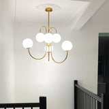 Gooseneck Curated Mouth-Blown Frosted Glass Chan – full fixture elevation view