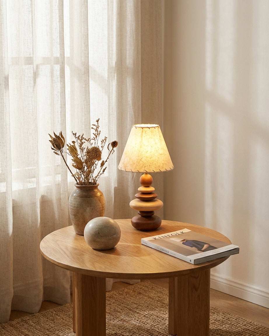 Grainelle Curated Iron & Glass Table Lamp – side angled contour profile