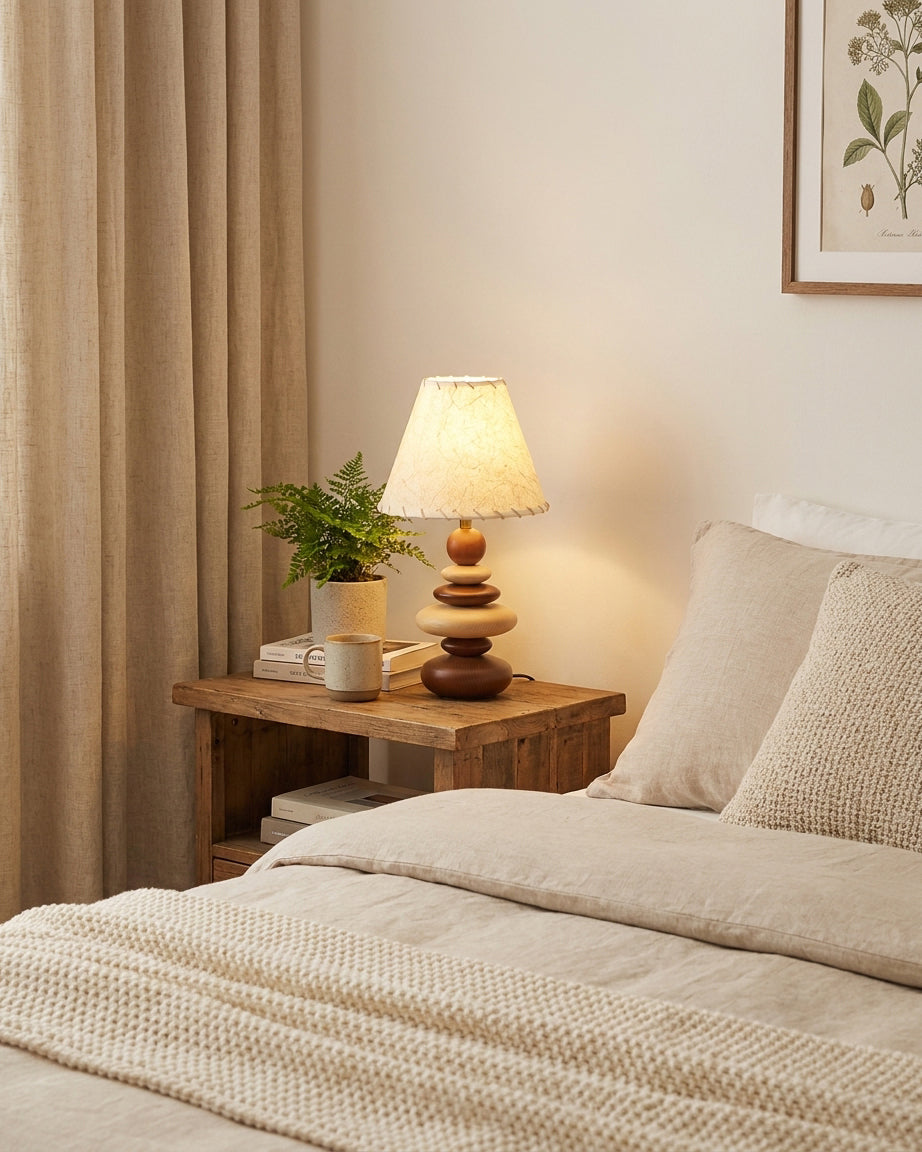 Grainelle Curated Iron & Glass Table Lamp – illuminated warm ambiance setting
