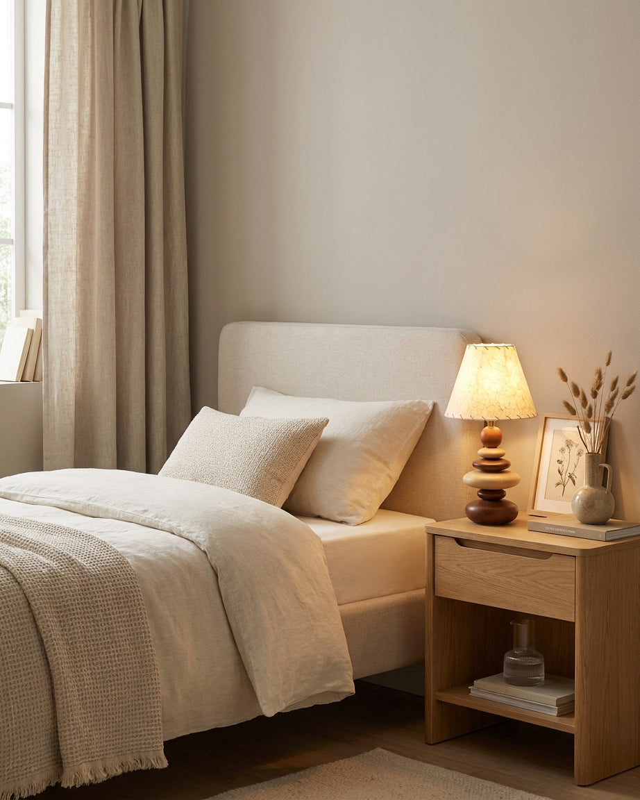 Grainelle Curated Iron & Glass Table Lamp – handcrafted surface texture