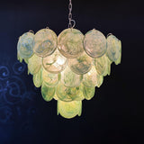 Green Glass Disc Chandelier – Ambient Illumination in Luxury Interior Setting View 9