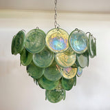 Green Glass Disc Chandelier – Ambient Illumination in Luxury Interior Setting View 10