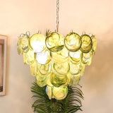 Green Glass Disc Chandelier – Ambient Illumination in Luxury Interior Setting View 4