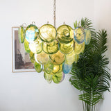 Green Glass Disc Chandelier – Ambient Illumination in Luxury Interior Setting View 5