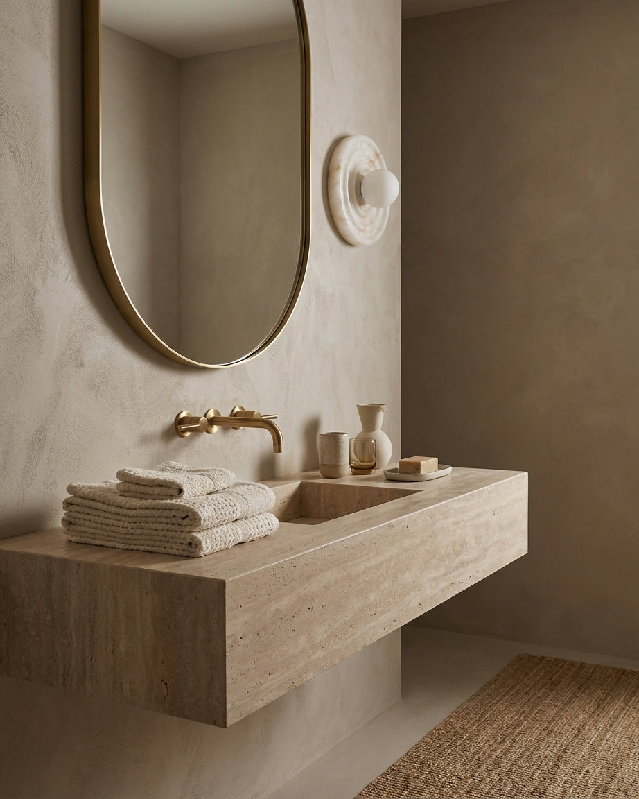 Grove Alabaster Curated Alabaster Wall Sconce – illuminated warm ambiance setting