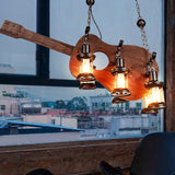 Guitar Curated Mouth-Blown Frosted Glass Chandel warm illuminated room view