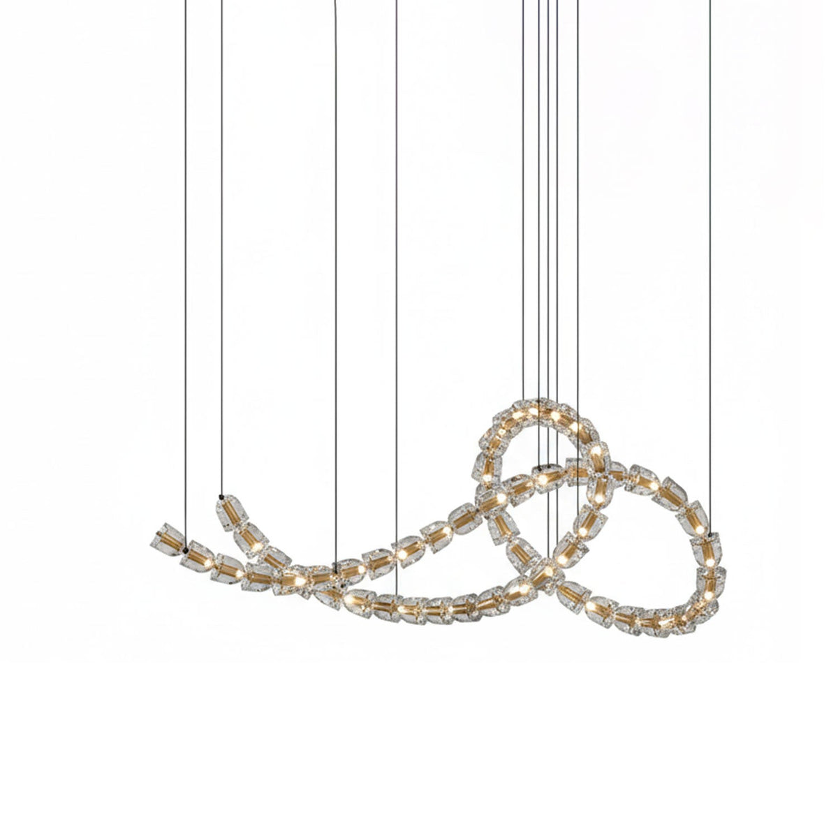 The Gabriel Knot LED Curated K9 Bohemian Crystal – illuminated warm ambiance setting #1