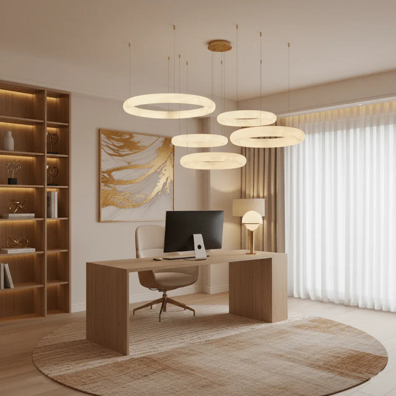 Spanish Alabaster Chandelier View 4 | Halo Pietra Spanish Alabaster Chandelier | The Alabaster Edit | JINSHE | JINSHE
