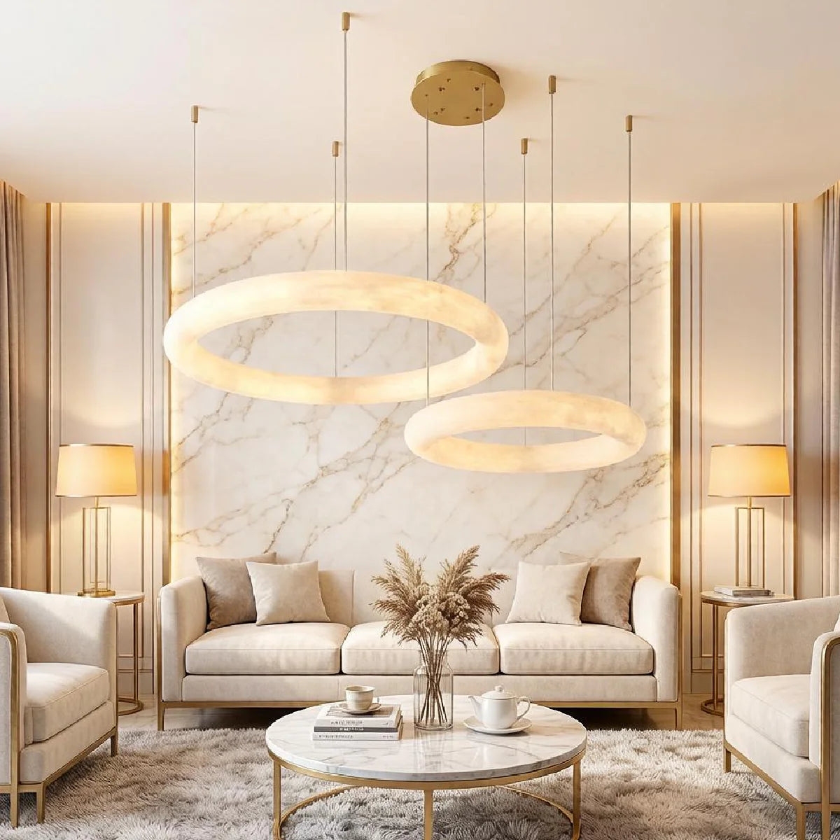 Spanish Alabaster Chandelier View 6 | Halo Pietra Spanish Alabaster Chandelier | The Alabaster Edit | JINSHE | JINSHE