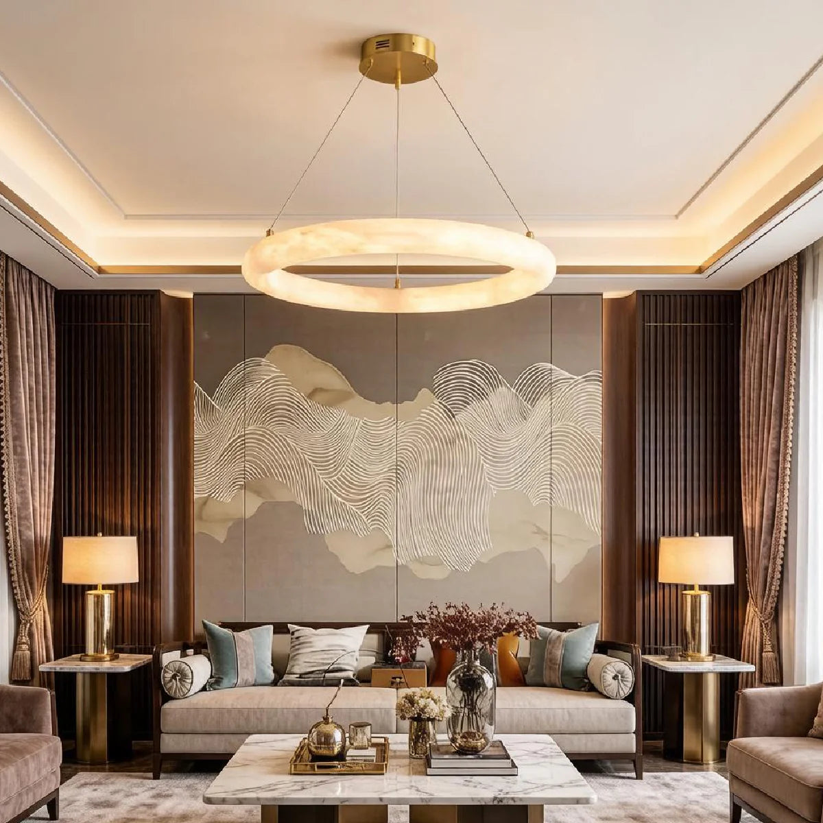 Spanish Alabaster Pendant Light View 8 | Halo Pietra Spanish Alabaster Pendant Light | The Alabaster Edit | JINSHE | JINSHE