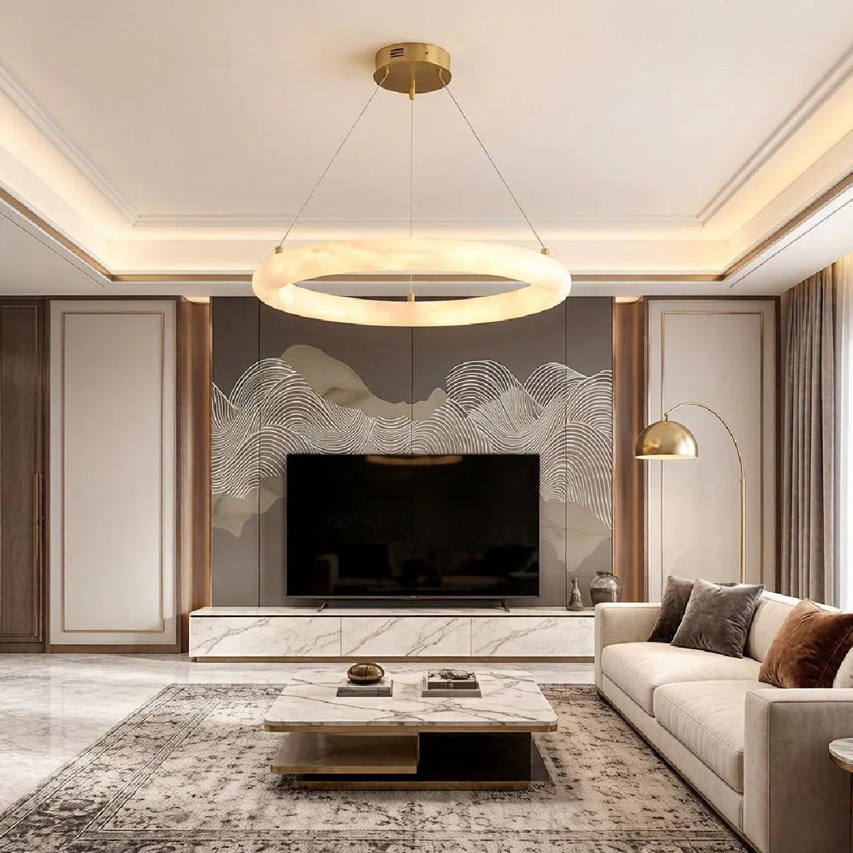 Spanish Alabaster Pendant Light View 5 | Halo Pietra Spanish Alabaster Pendant Light | The Alabaster Edit | JINSHE | JINSHE