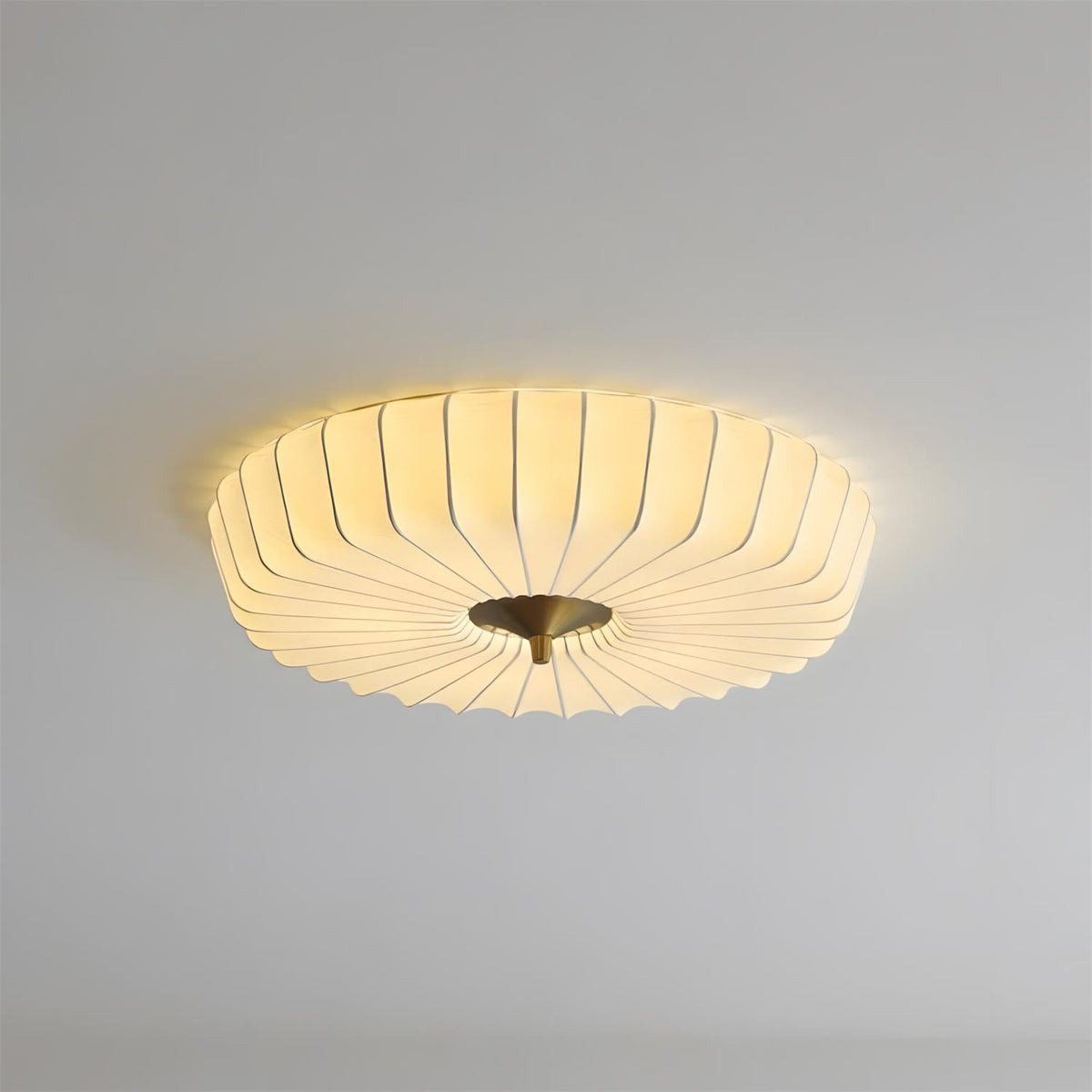 Haloome Curated Solid Brass Flush Mount Ceiling warm illuminated room view