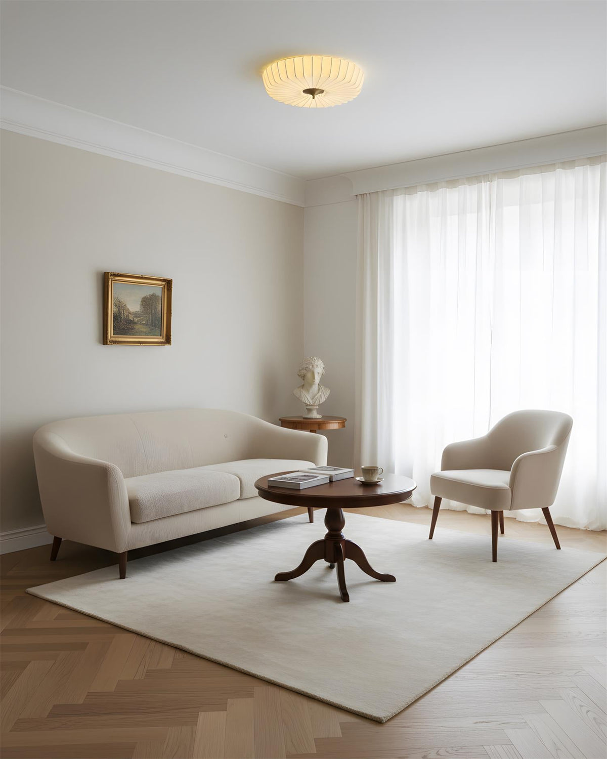 Haloome Curated Solid Brass Flush Mount Ceiling – dimensional scale reference
