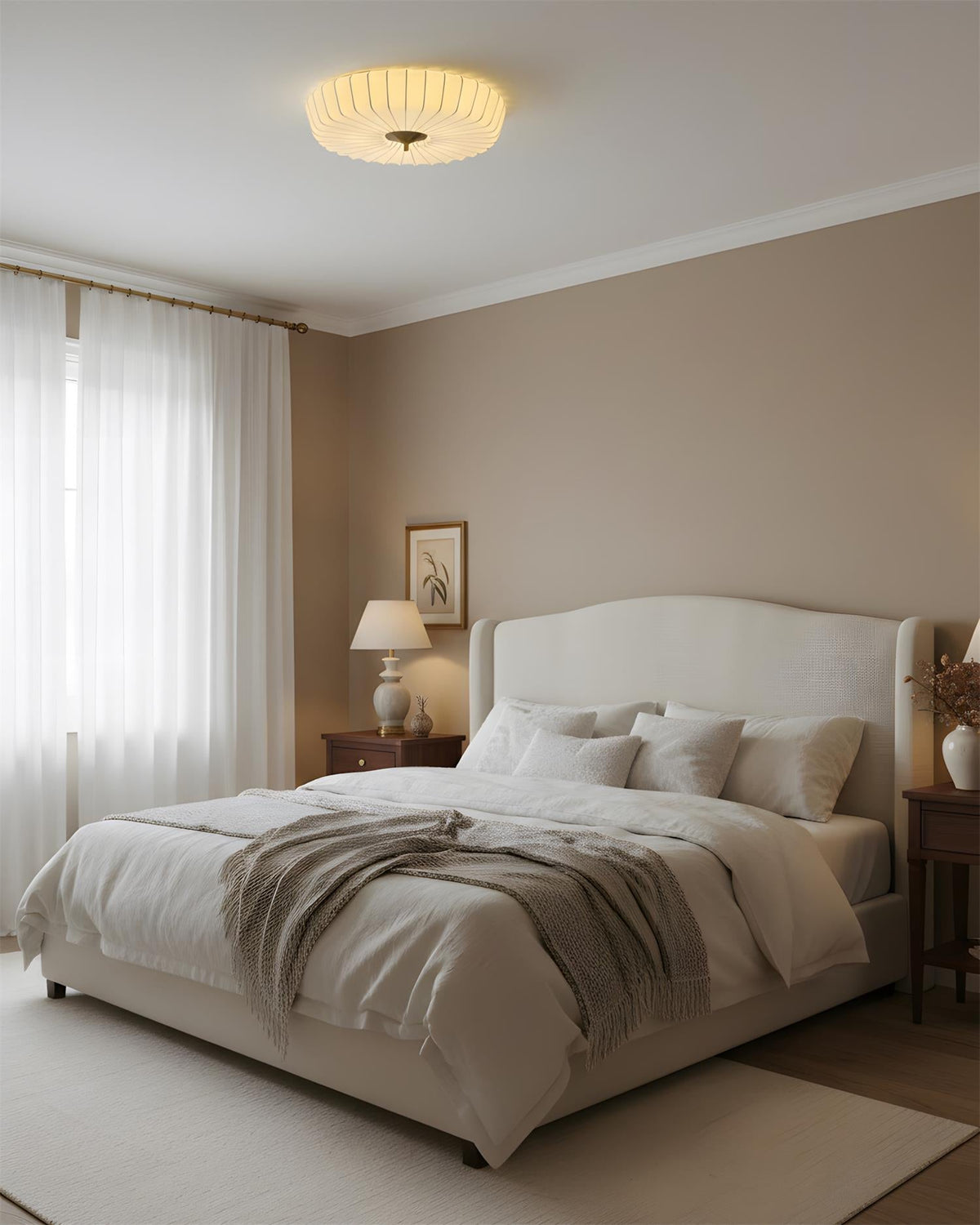 Haloome Curated Solid Brass Flush Mount Ceiling – unlit natural material contrast