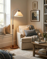 Halsen Floor Curated Finished Iron Floor Lamp installed in residential dining space