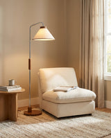 Halsen Floor Curated Finished Iron Floor Lamp – illuminated warm ambiance setting