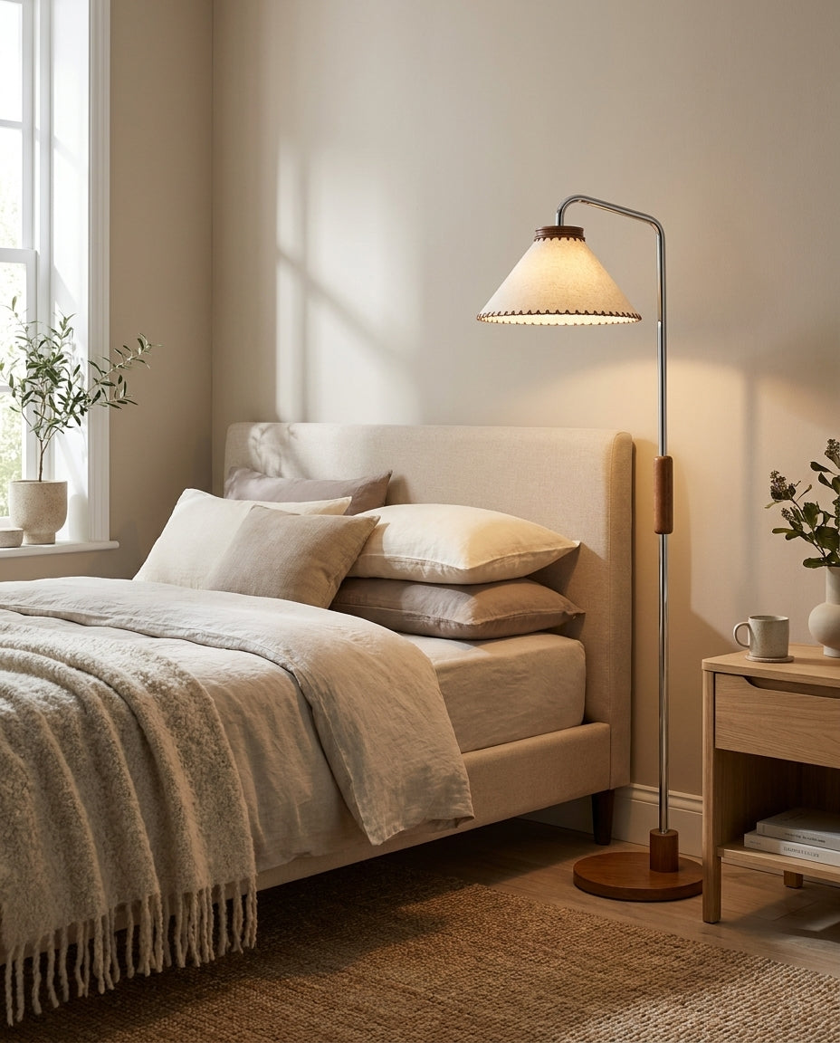 Halsen Floor Curated Finished Iron Floor Lamp – handcrafted surface texture