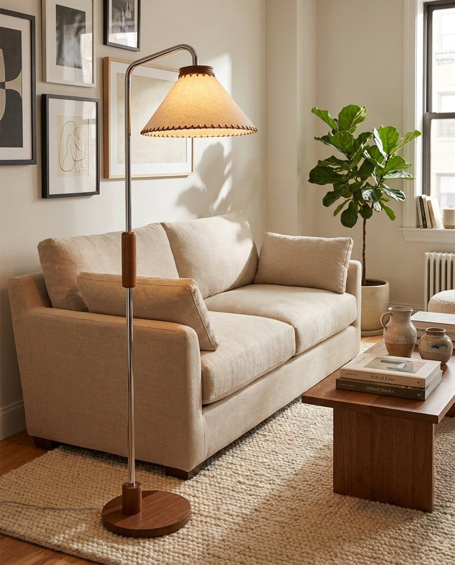 Halsen Floor Curated Finished Iron Floor Lamp – structural canopy joint detail