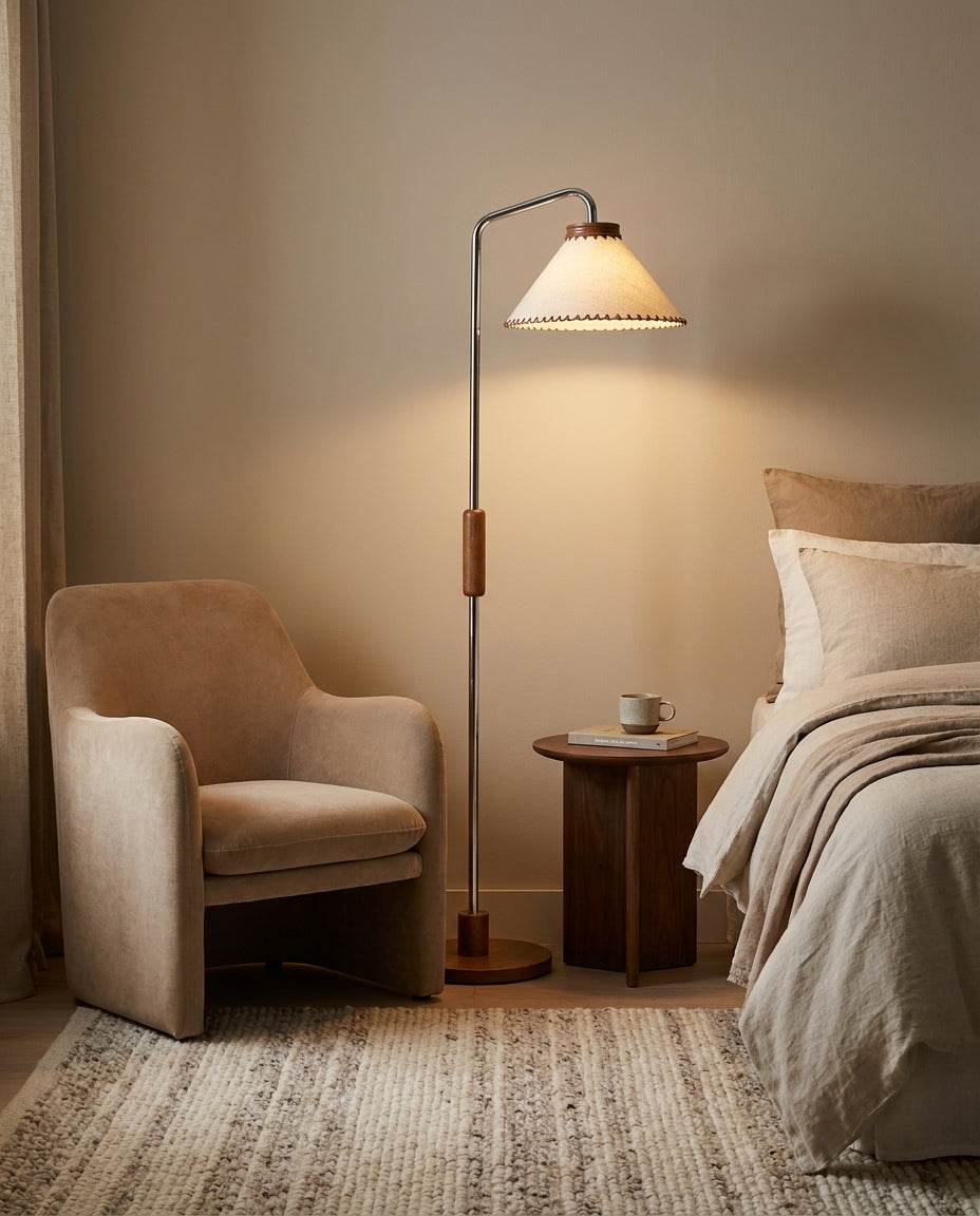 Halsen Floor Curated Finished Iron Floor Lamp – spatial dining room perspective