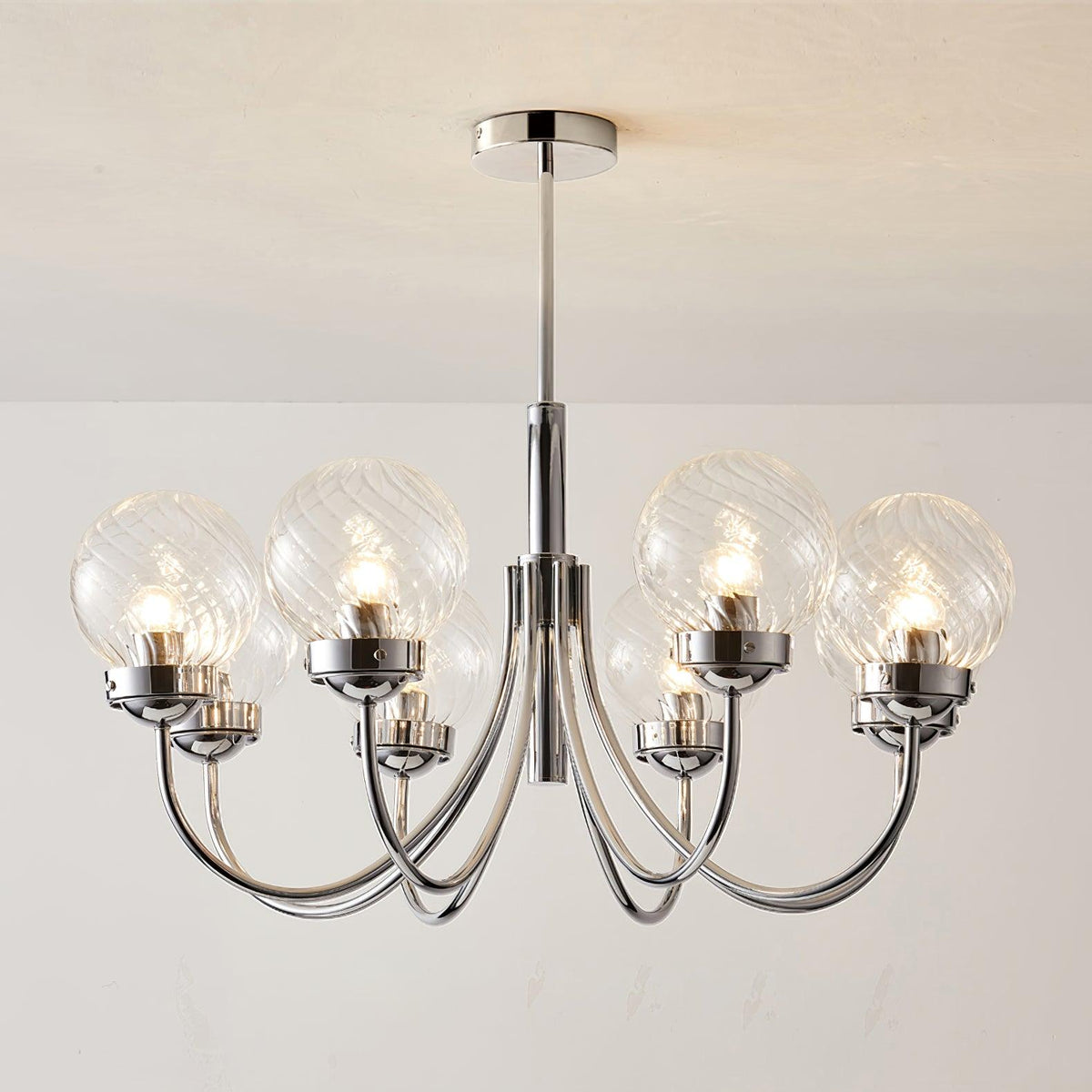 Hamilton Curated Mouth-Blown Frosted Glass Chand – unlit natural material contrast