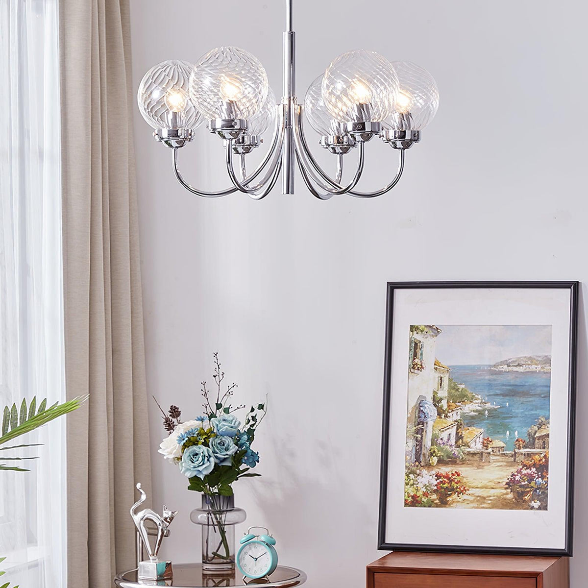 Hamilton Curated Mouth-Blown Frosted Glass Chand – architectural ceiling profile