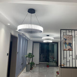 Hanging LED Curated Iron & Glass Chandelier – architectural ceiling profile