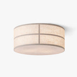 Spanish Alabaster Ceiling Light | Hashira Wabi-Sabi Fabric Ceiling Light | Designer Natural Linen Flush Mount | JINSHE | JINSHE