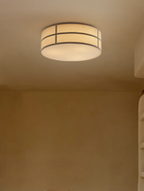 Spanish Alabaster Ceiling Light View 5 | Hashira Wabi-Sabi Fabric Ceiling Light | Designer Natural Linen Flush Mount | JINSHE | JINSHE