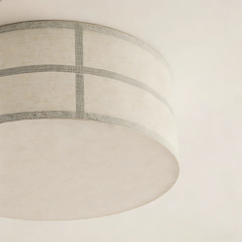 Spanish Alabaster Ceiling Light View 11 | Hashira Wabi-Sabi Fabric Ceiling Light | Designer Natural Linen Flush Mount | JINSHE | JINSHE