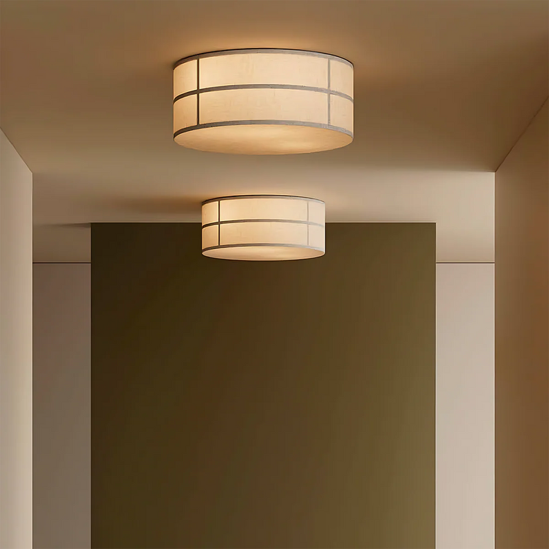 Spanish Alabaster Ceiling Light View 6 | Hashira Wabi-Sabi Fabric Ceiling Light | Designer Natural Linen Flush Mount | JINSHE | JINSHE
