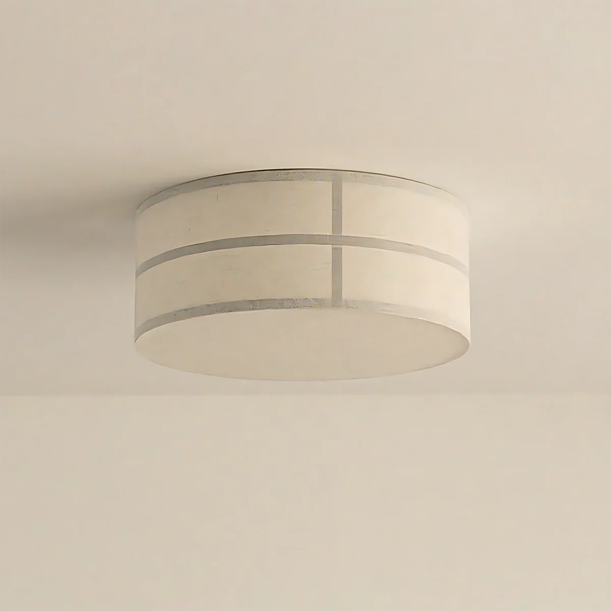 Spanish Alabaster Ceiling Light View 10 | Hashira Wabi-Sabi Fabric Ceiling Light | Designer Natural Linen Flush Mount | JINSHE | JINSHE