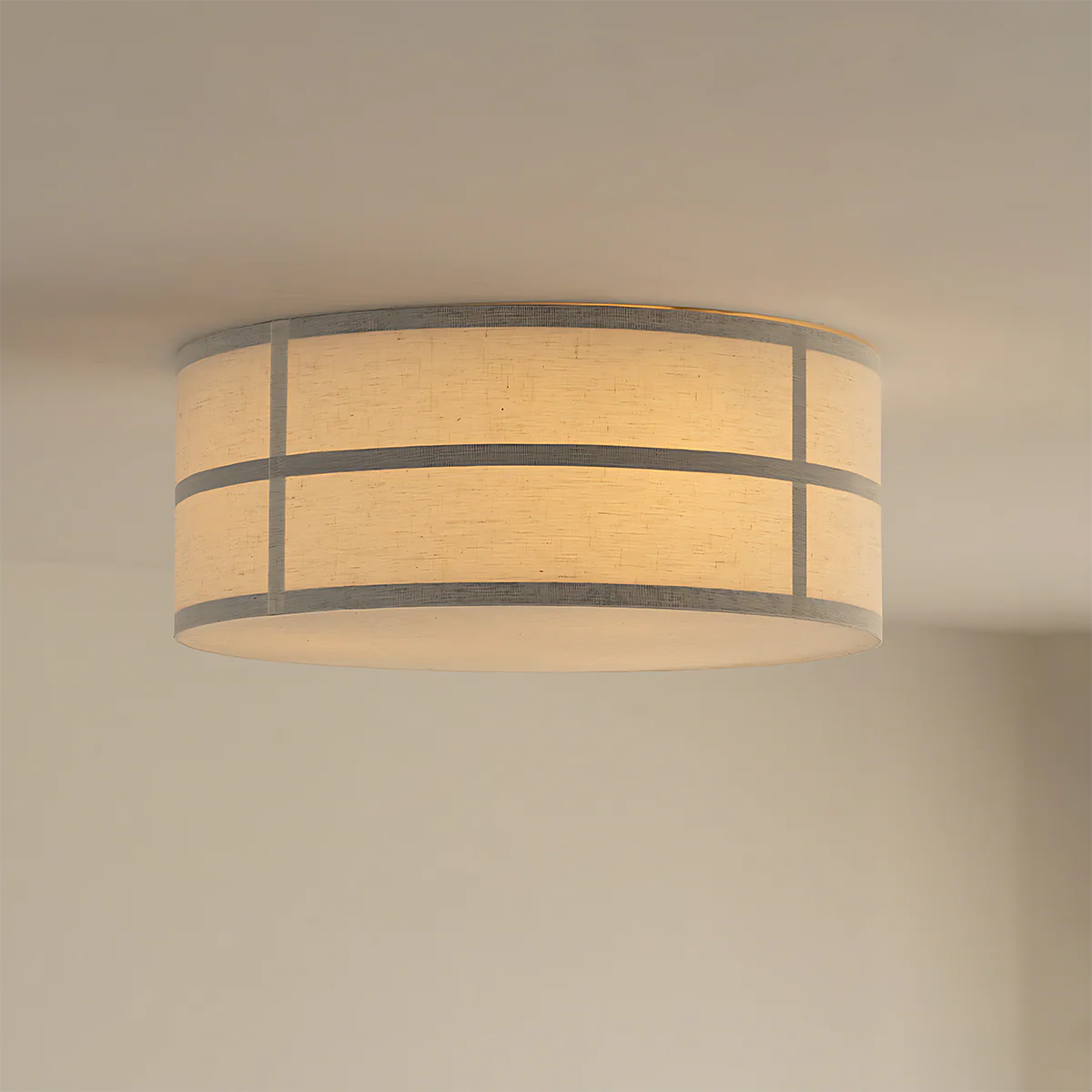 Spanish Alabaster Ceiling Light View 8 | Hashira Wabi-Sabi Fabric Ceiling Light | Designer Natural Linen Flush Mount | JINSHE | JINSHE