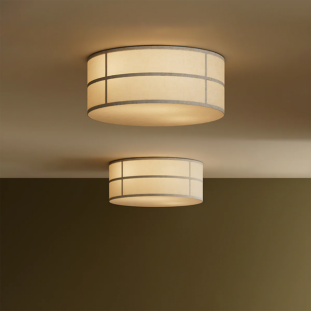 Hashira Wabi-Sabi Fabric Ceiling Light | Designer Natural Linen Flush Mount | JINSHE