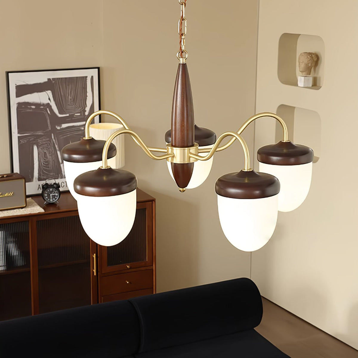 Hazelnut Branch Chandelier – Ambient Illumination in Luxury Interior Setting View 3