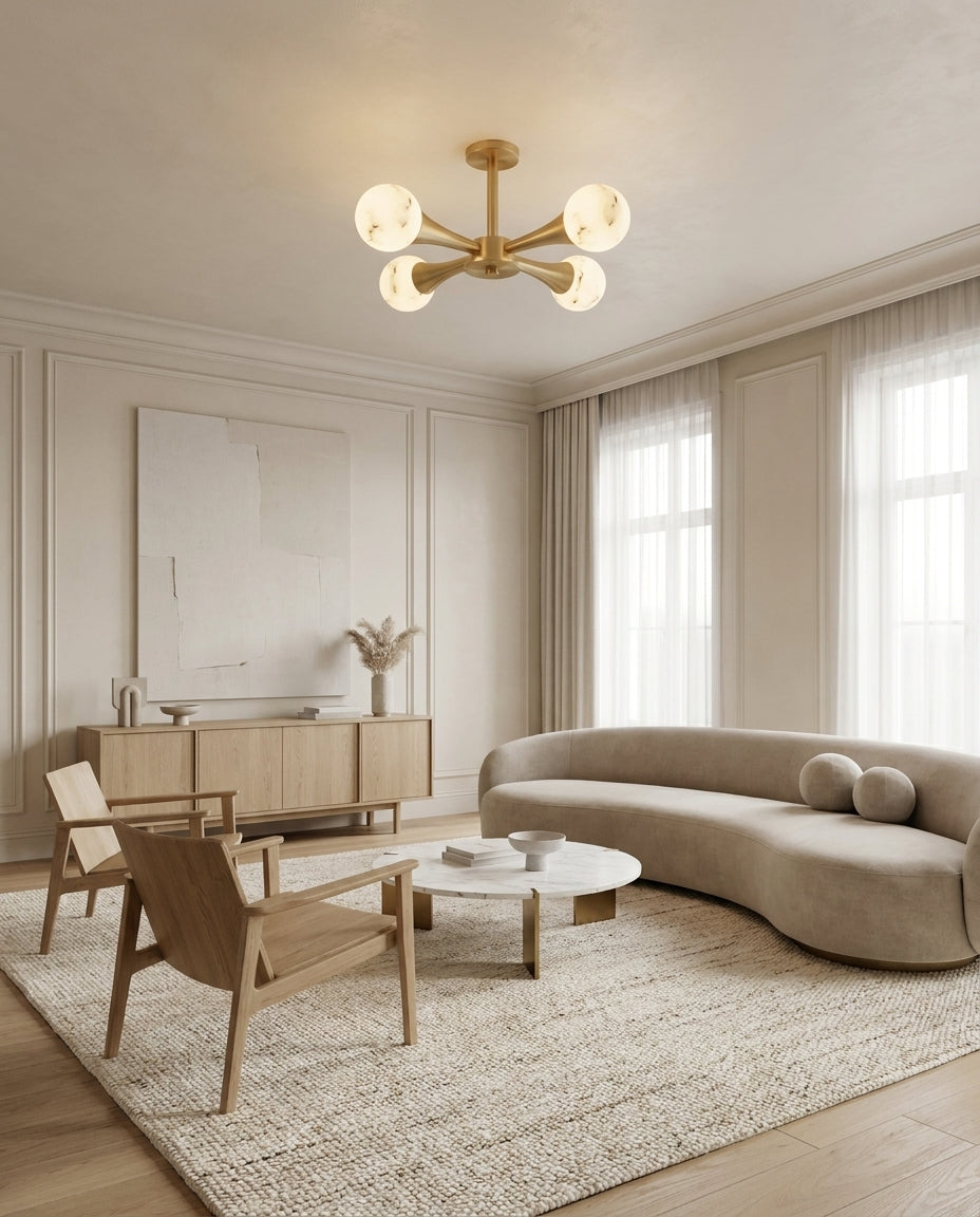 Hedra Alabaster Curated Alabaster Flush Mount Ce – handcrafted surface texture
