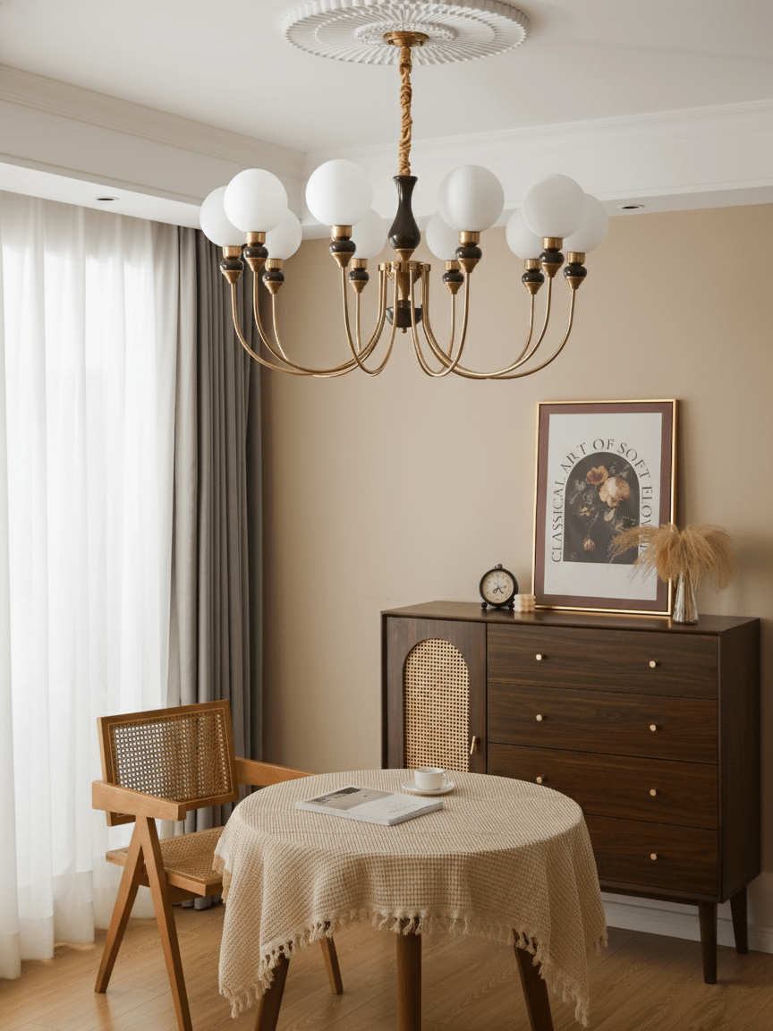 Helena Curve Chandelier – Ambient Illumination in Luxury Interior Setting View 12