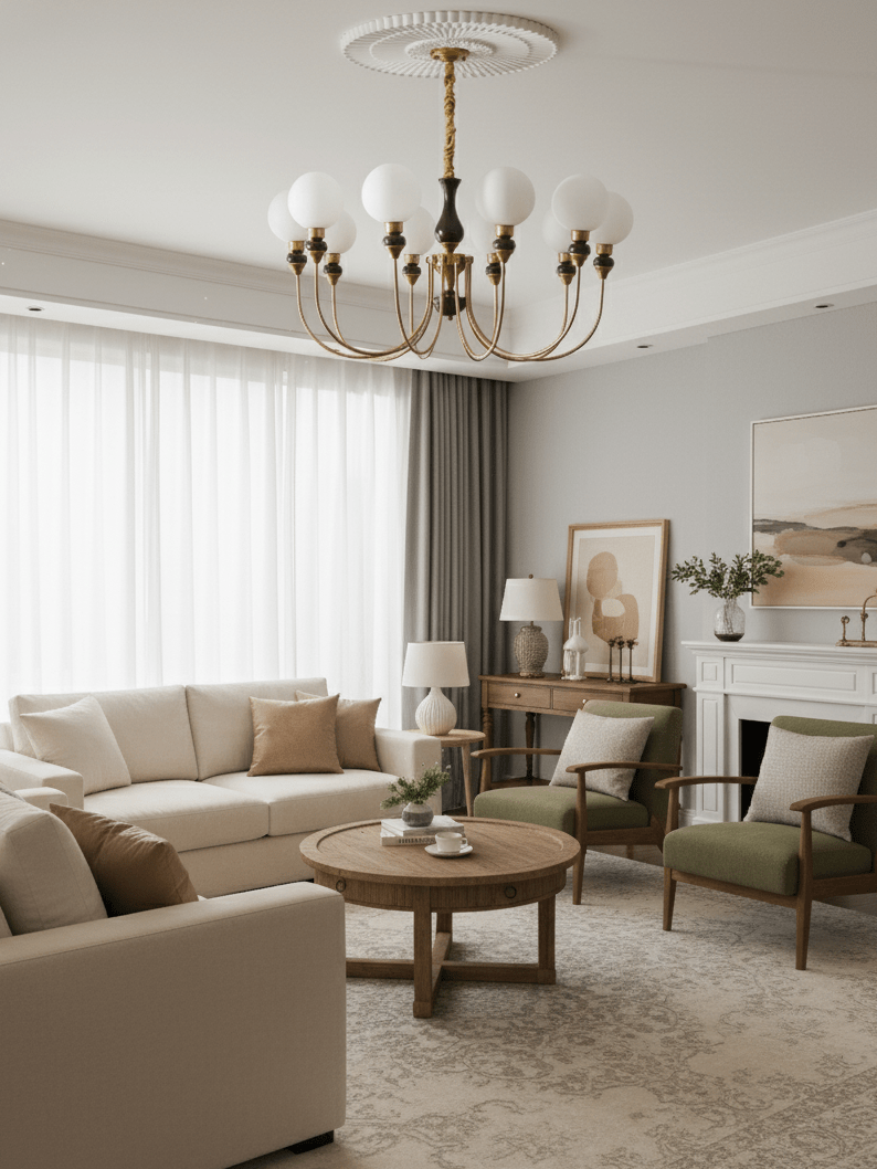Helena Curve Chandelier – Ambient Illumination in Luxury Interior Setting View 3