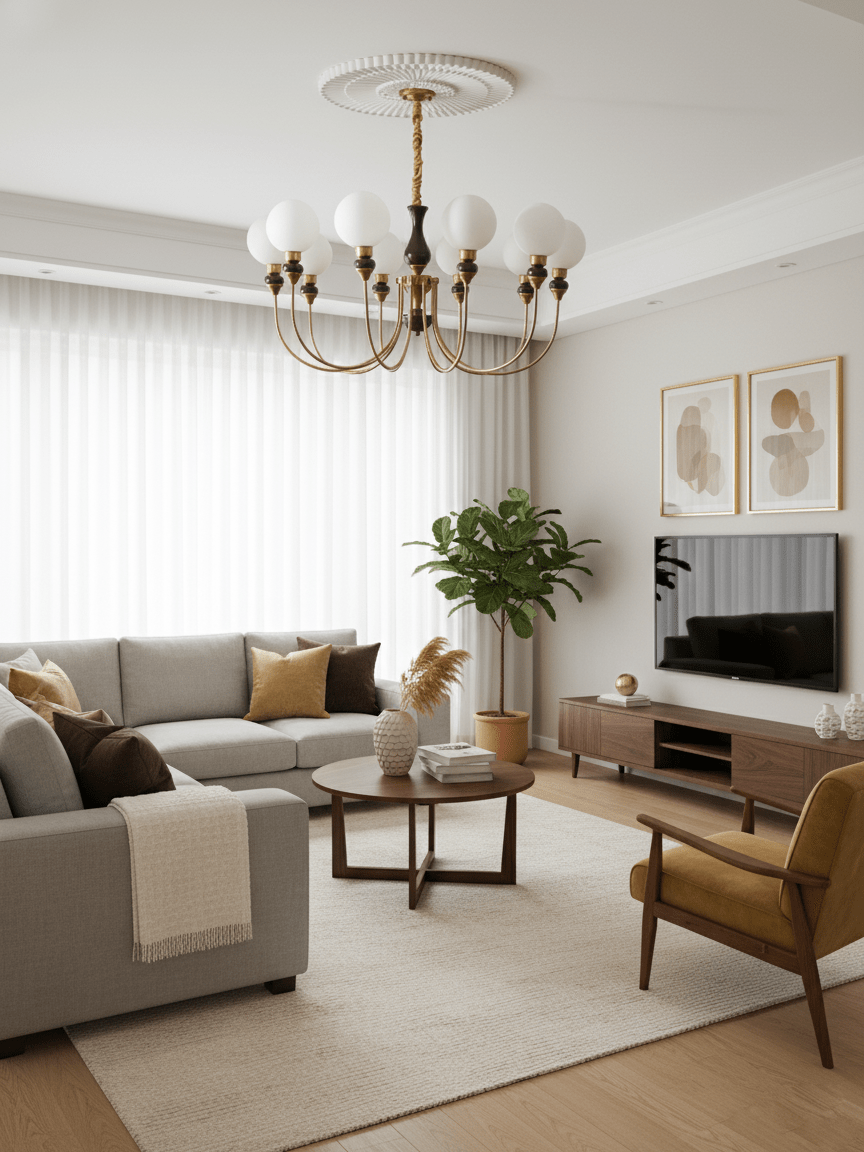 Helena Curve Chandelier – Ambient Illumination in Luxury Interior Setting View 9